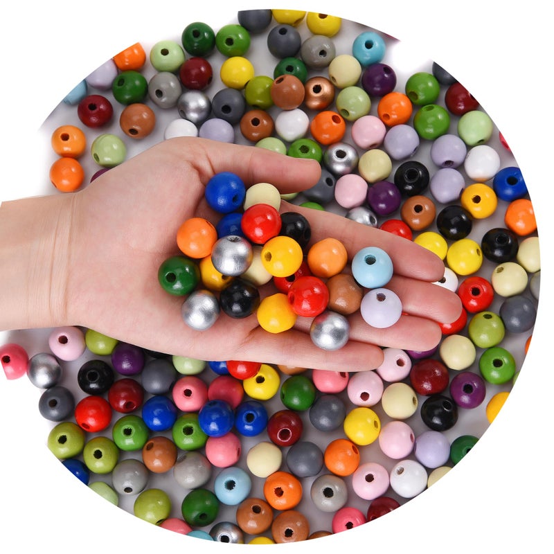 Jsehchya 240PCS Natual Wooden Colorful Round Beads for Craft Wood Spacer Loose Colored Beads f for DIY Room Decoration  Family Gatherings  Holiday Decorations (240PCS 24COLOR) - Image 1